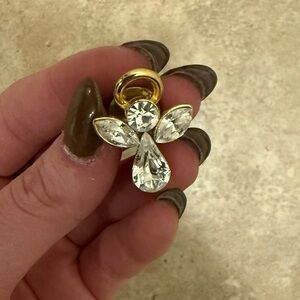 Vintage Angel Lapel Pin Crystal Gold-Toned